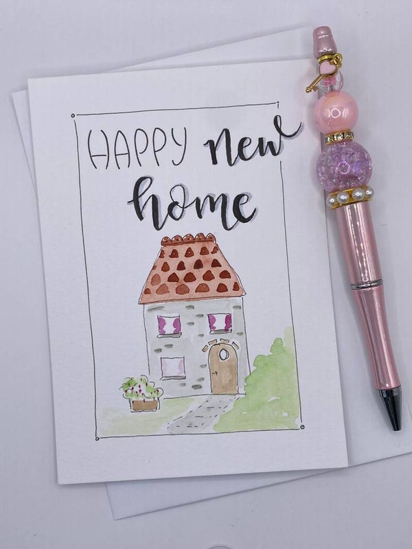 Kaart Happy new home met bijpassende pen