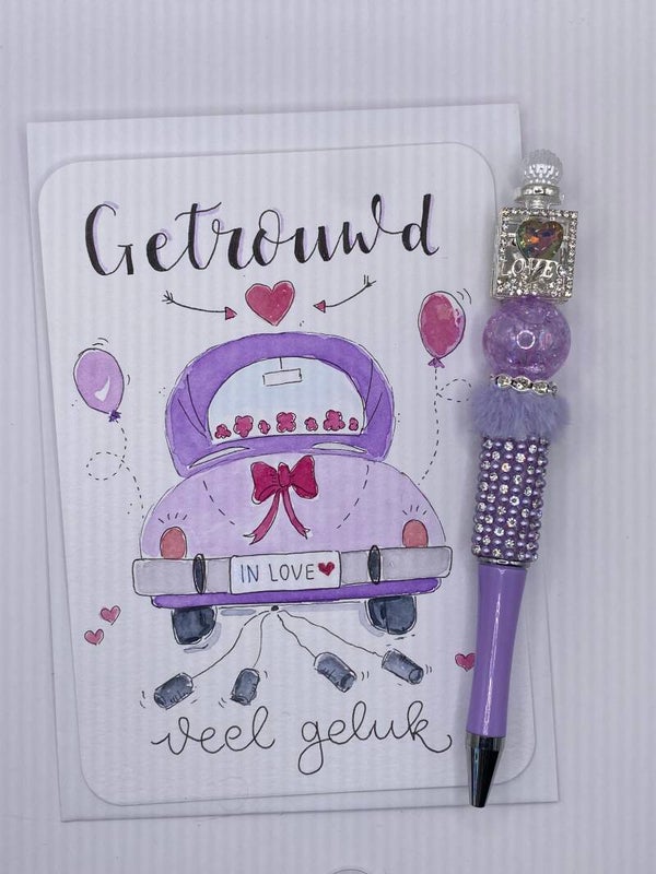 Kaart Getrouwd met bijpassende love pen