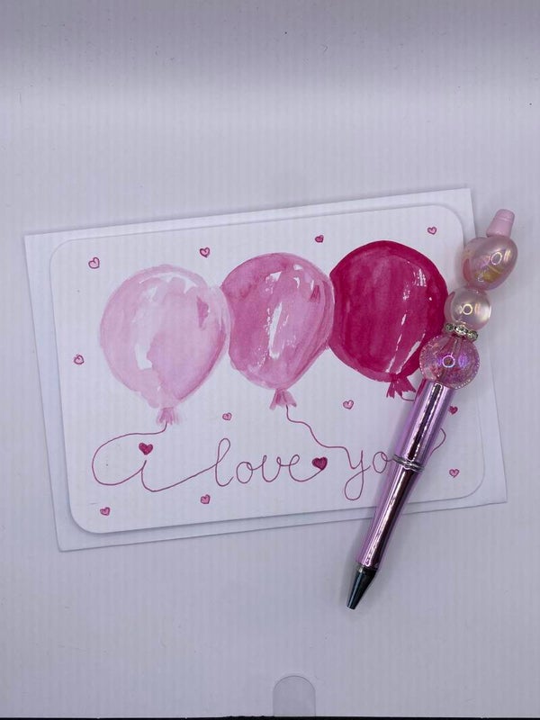 Kaart Love you met bijpassende pen
