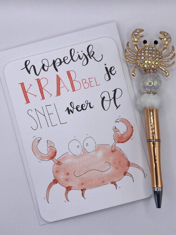 Kaart Hopelijk krabbel je snel weer op met bijpassende pen