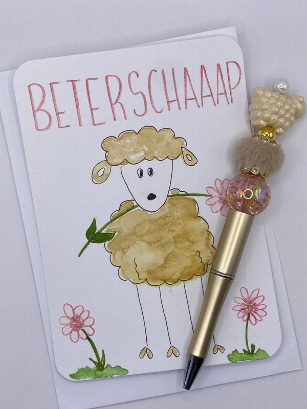 Kaart beterschaaap met bijpassende pen