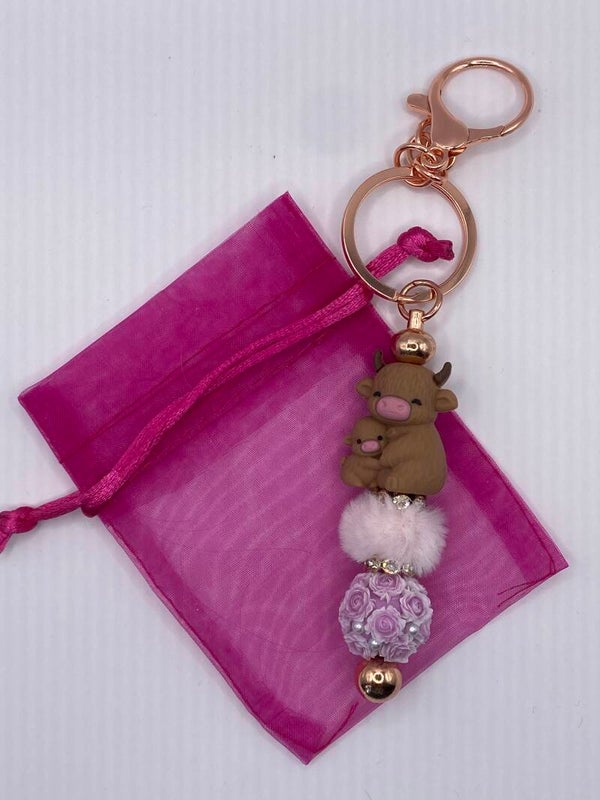 Sleutelhanger rosekleurig Mamakoe met kindje
