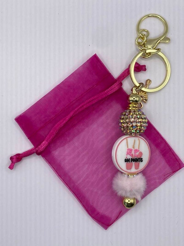 Sleutelhanger goudkleurig On pointe ballerina