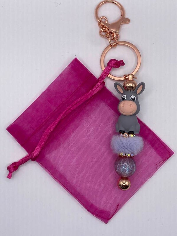 Sleutelhanger rosegoudkleutig met Ezel / donkey