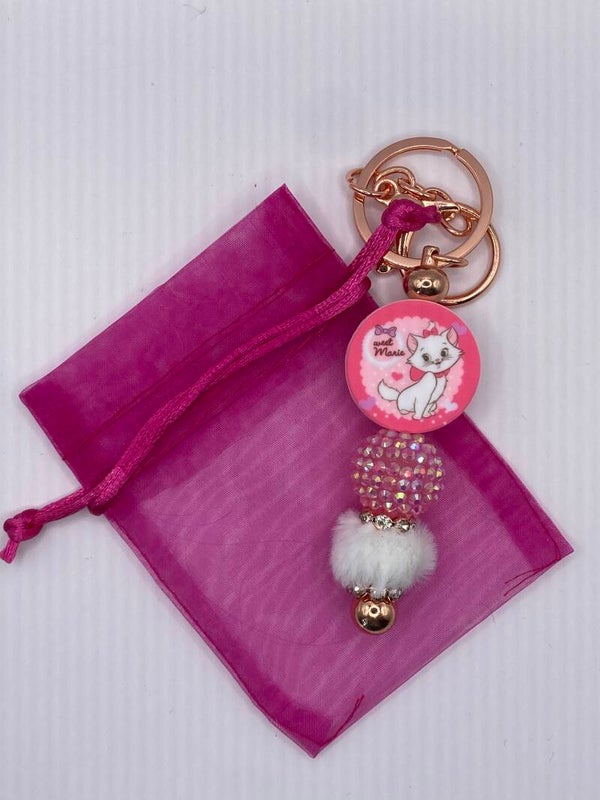 Sleutelhanger rosegoudkleurig met Marie de kat