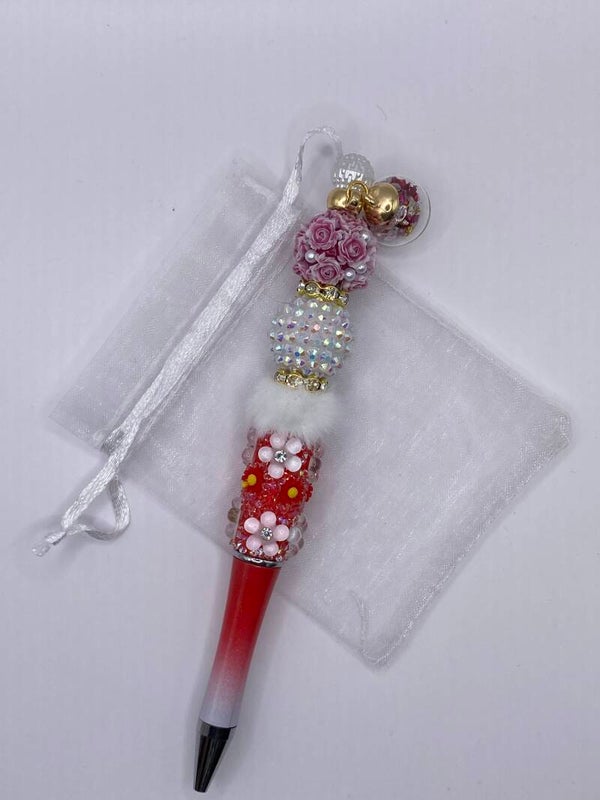 Pen rood met bol bedel