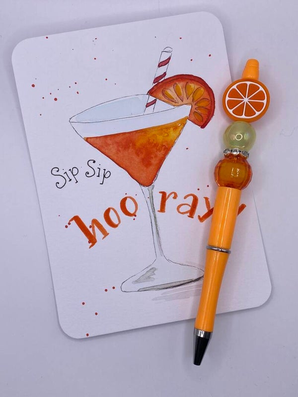 Kaart Sip sip hooray met bijpassende pen