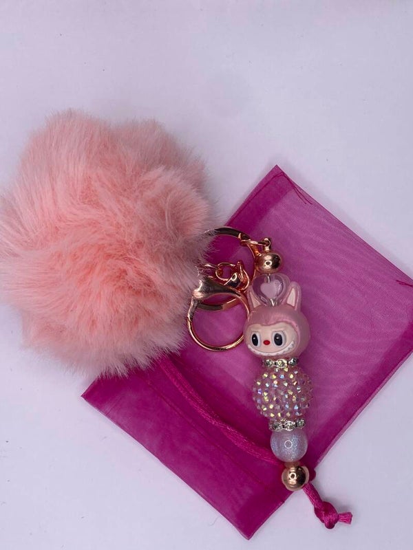 Sleutelhanger Labubu lichtroze zalm