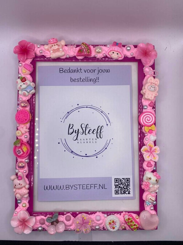 Fotolijstje roze met decoden