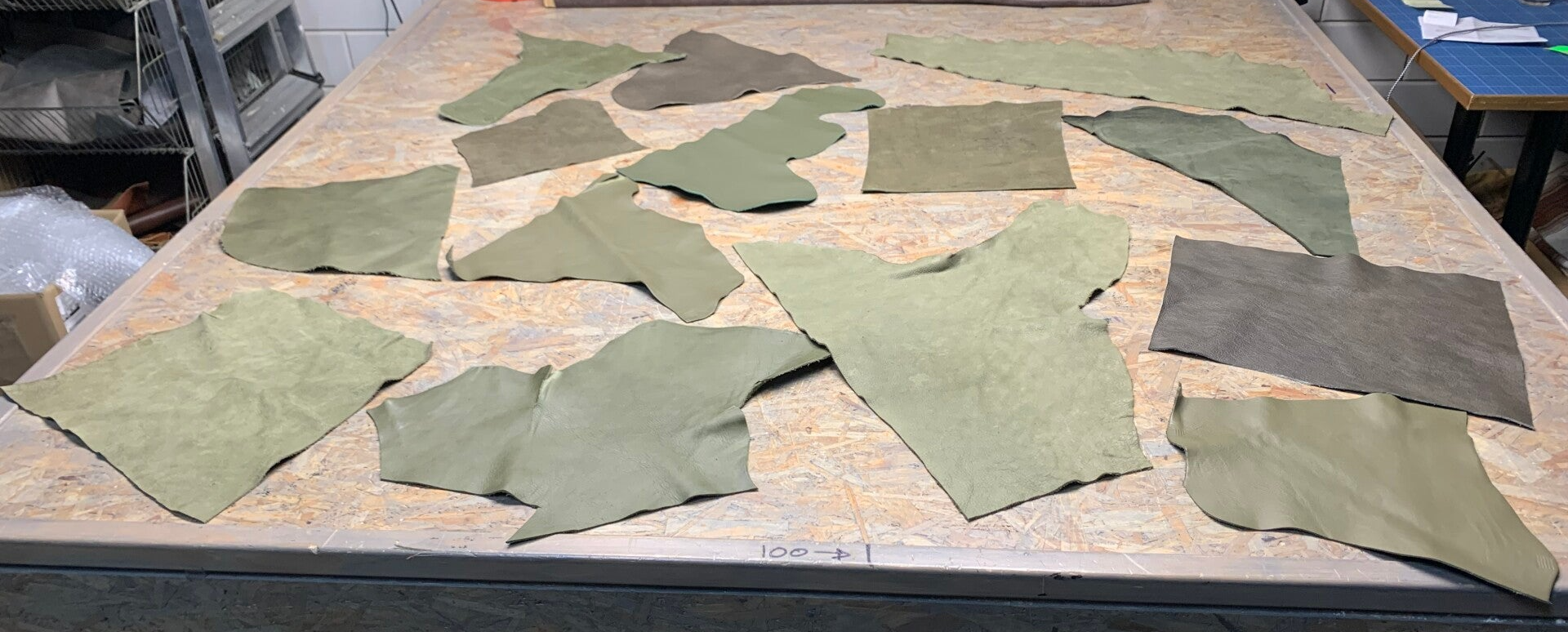 Pakket olijfgroene lapjes