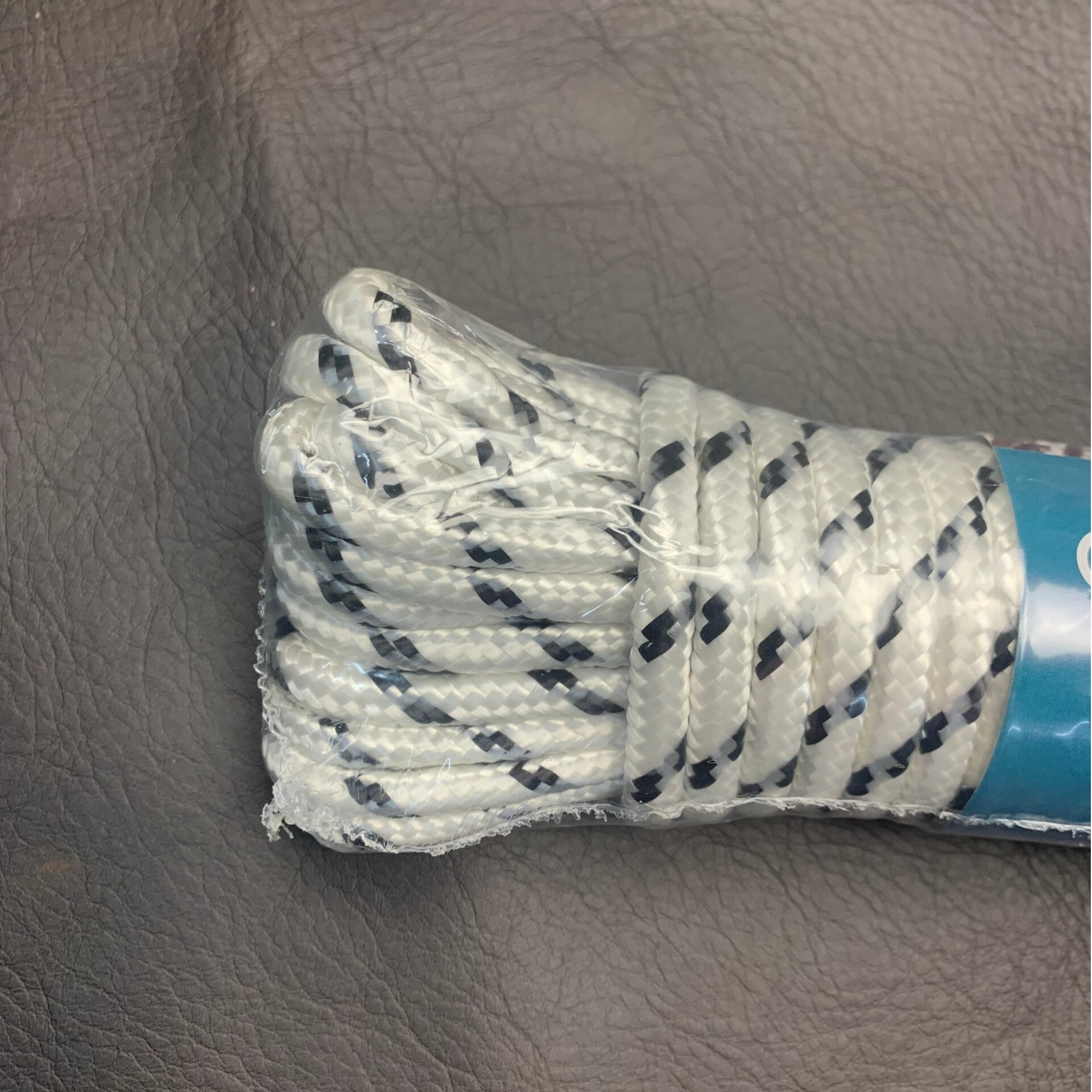 Wit zwart polyester touw: 15 mtr