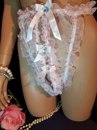 Sissy Ultra Super Soft Translucent ~ Discreet Pink Bikini Thong ~ Open Crotch