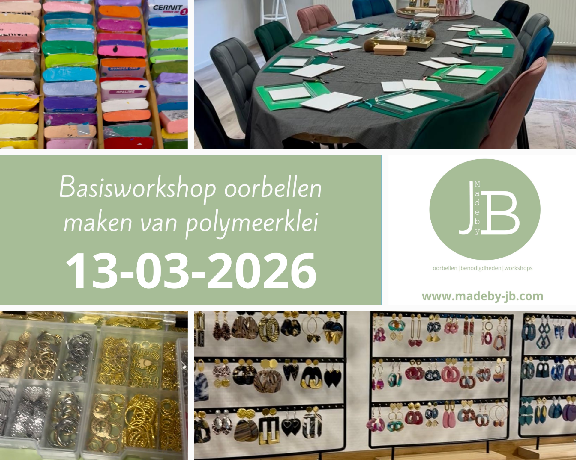 13-03-2026, 19.00 uur - 3 paar oorbellen maken van polymeerklei