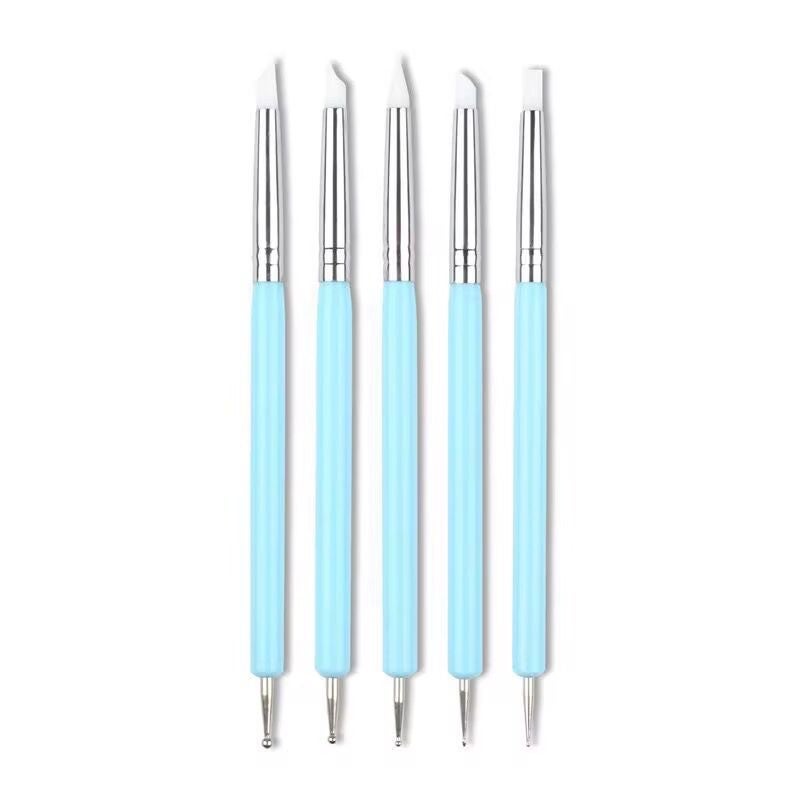 Siliconen kwastjes voor UV Resin - Set van 5 blauw