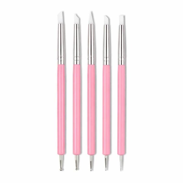 Siliconen kwastjes voor UV Resin - Set van 5 roze