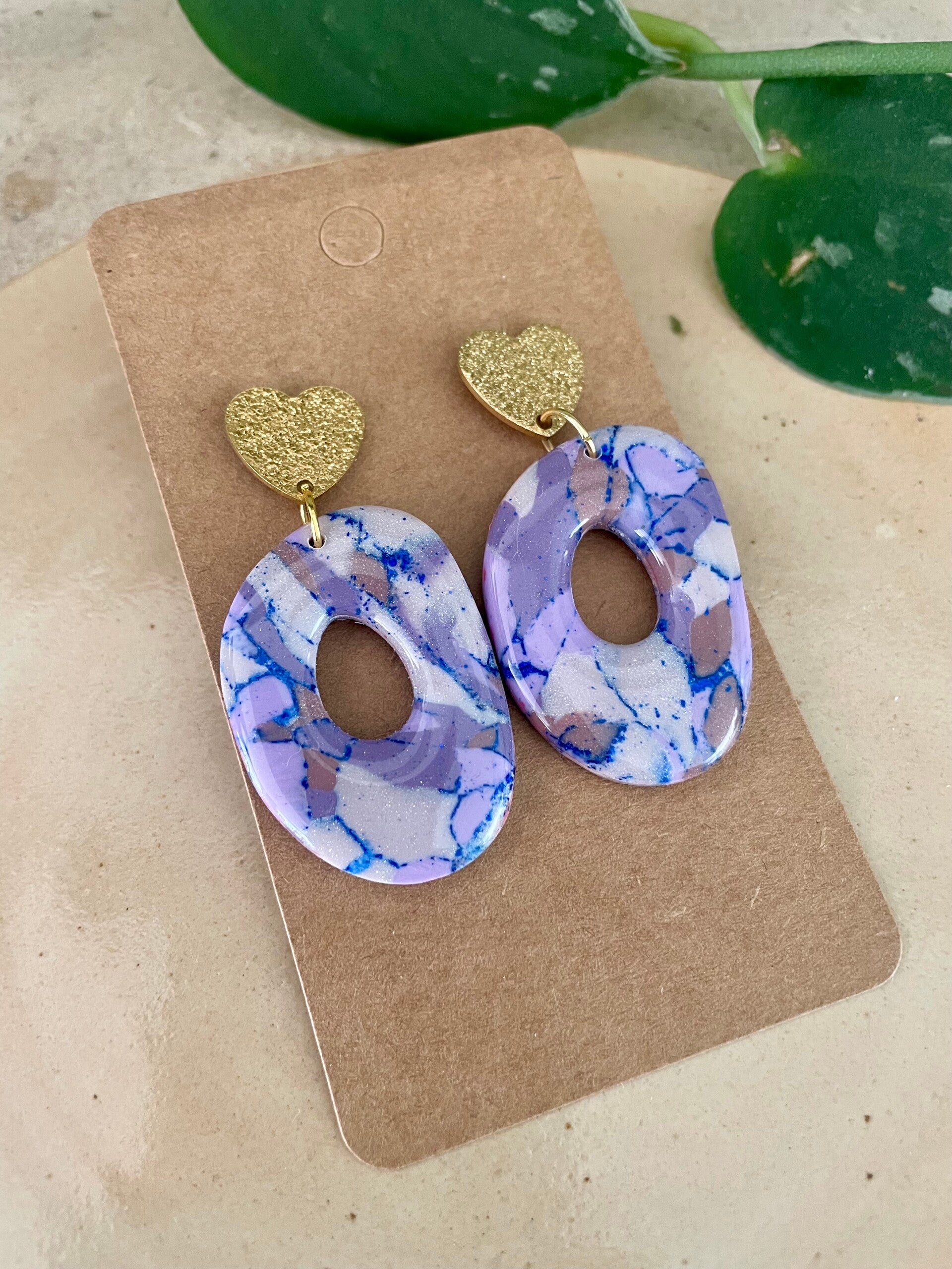 Purple Marble Earrings