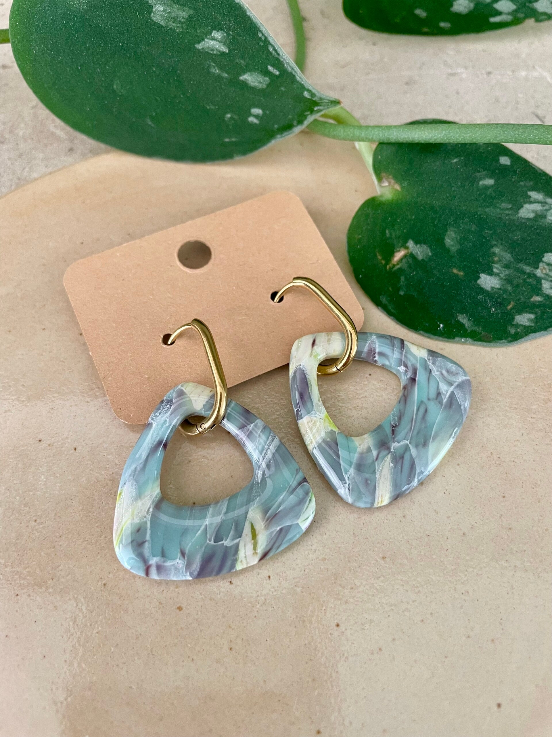 Triangle Marble Earrings