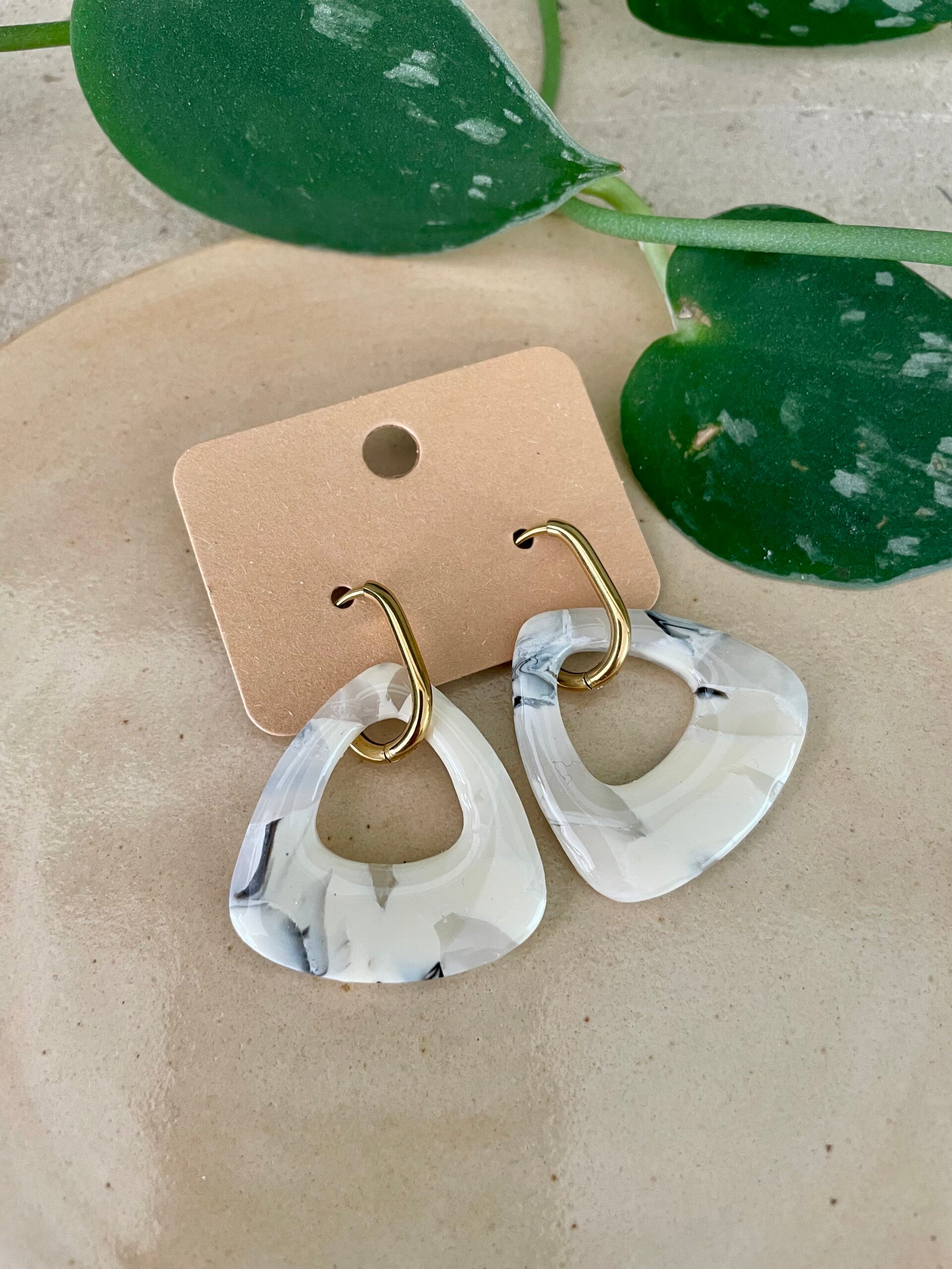 Triangle Marble Earrings