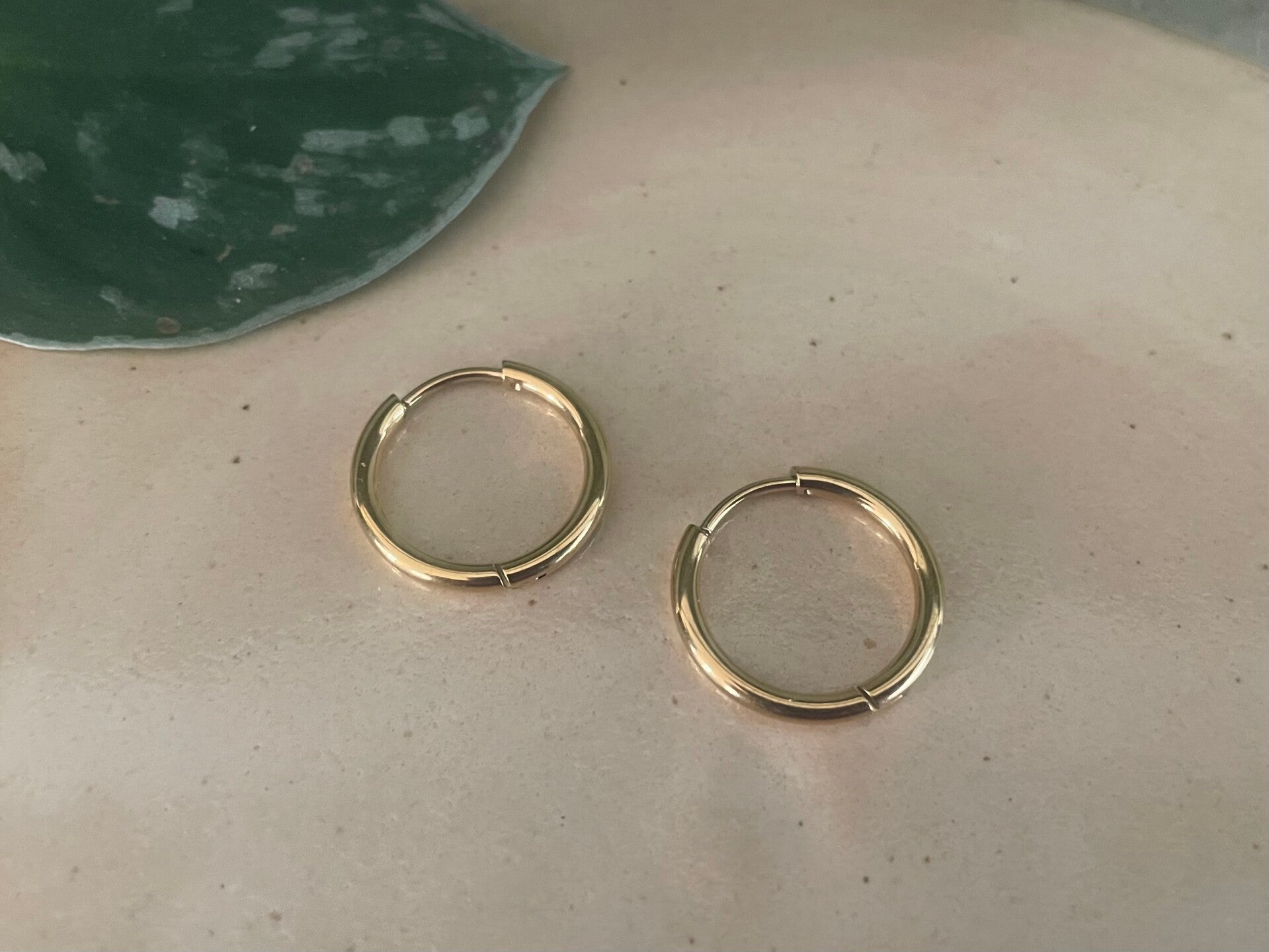 Stainless Steel Ronde oorbellen goud, 2 stuks, maat 16mm