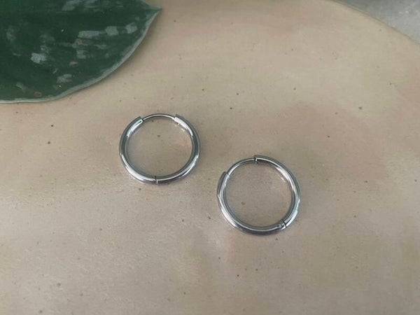 Stainless Steel Ronde oorbellen zilver, 2 stuks, maat 12mm