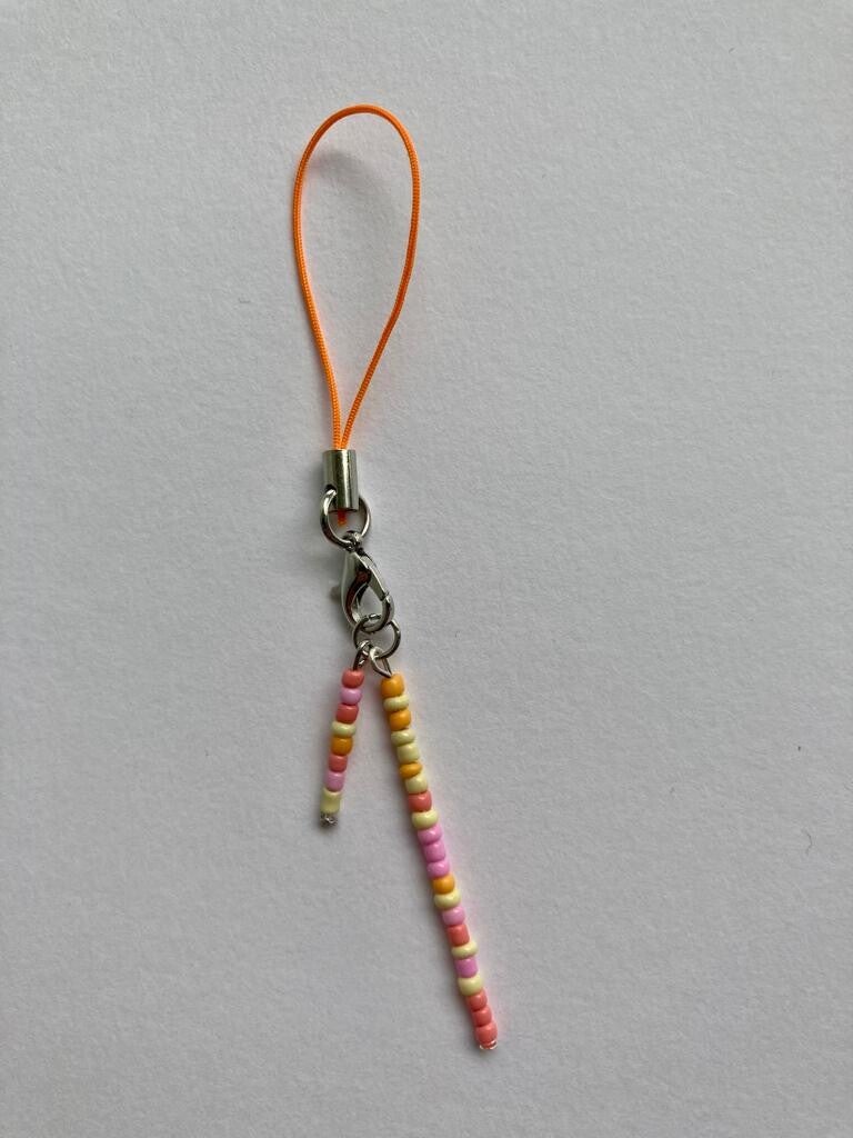 Cell Phone Charm - Orange and Pink
