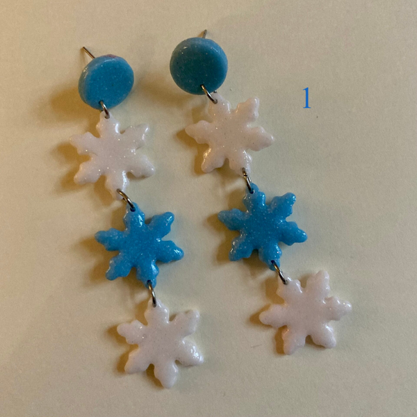 Sparkly Snowflakes Drop Earrings - Christmas