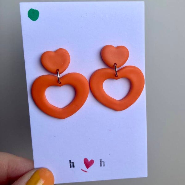 Orange Heart Donut Earrings