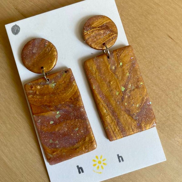 Gold Rectangle Earrings
