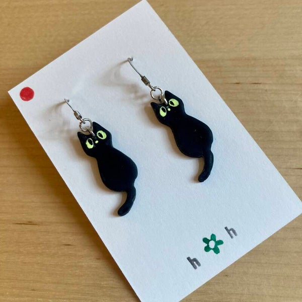 Halloween Black Cat Earrings
