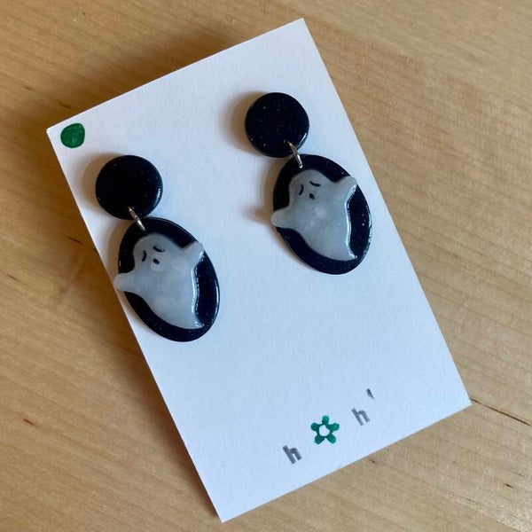 Halloween Black Ghost Earrings
