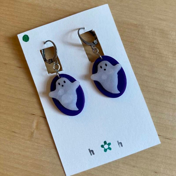 Halloween Purple Ghost Earrings