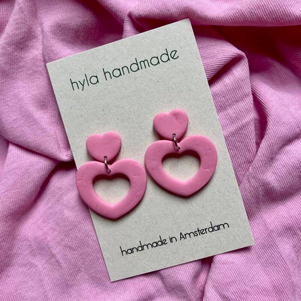 Pastel Pink Heart Earrings