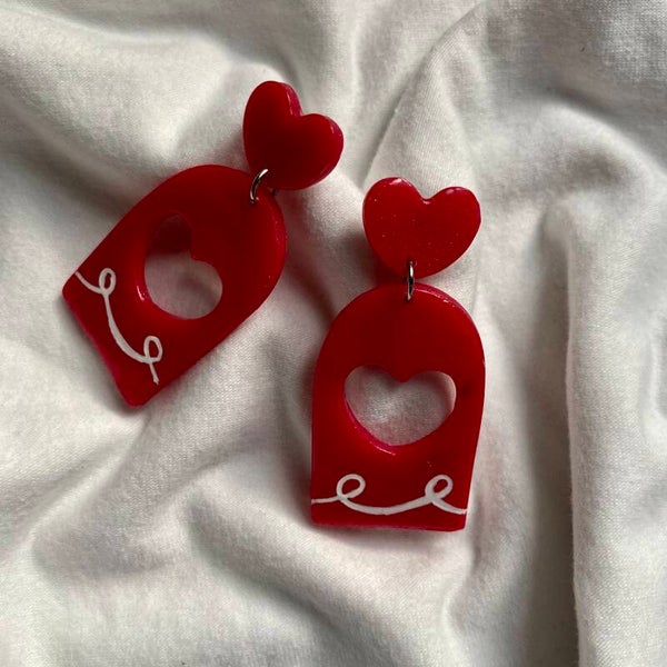 Valentine's Ruby Quartz Cutout Earrings