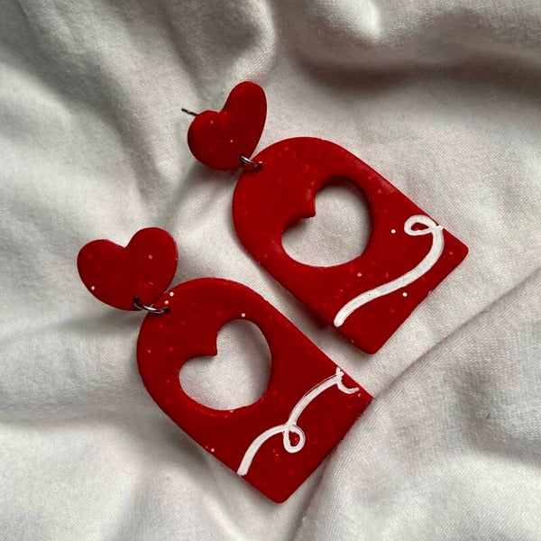 Valentine's Red Sprinkles Cutout Earrings