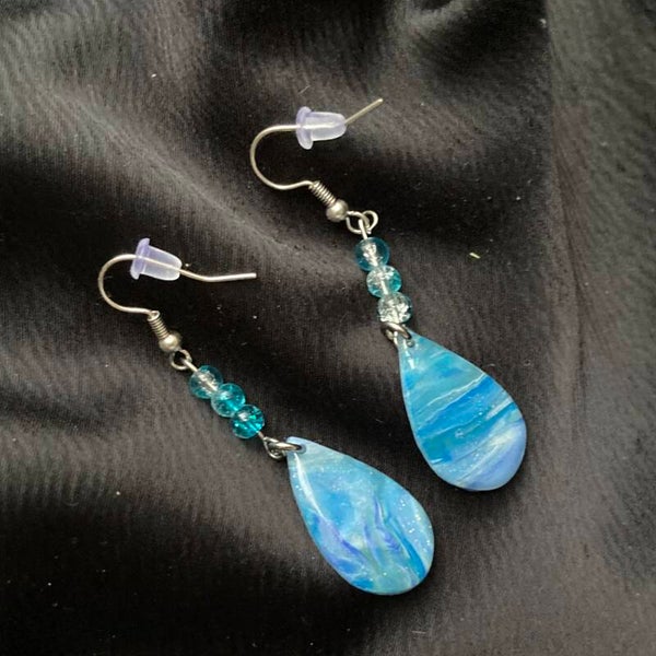 Sapphire Beaded Teardrop Earrings