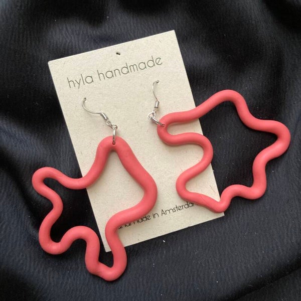 Salmon Squiggle Earrings