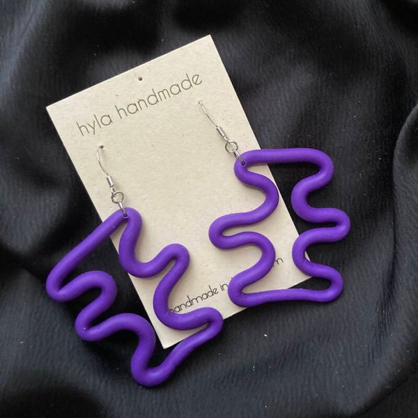 Purple Squiggle Earrings