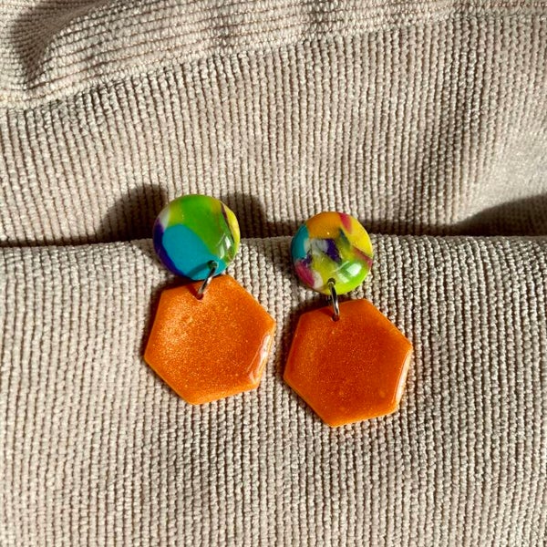 Orange Monet Earrings