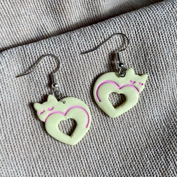 Kitty Heart Earrings