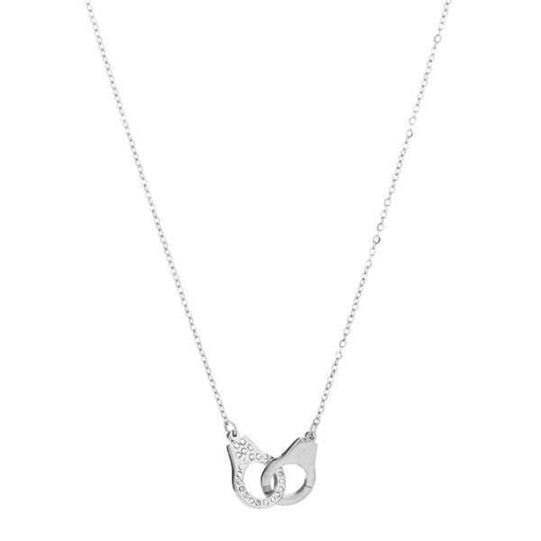 Handcuffs Ketting met Strass | Zilver