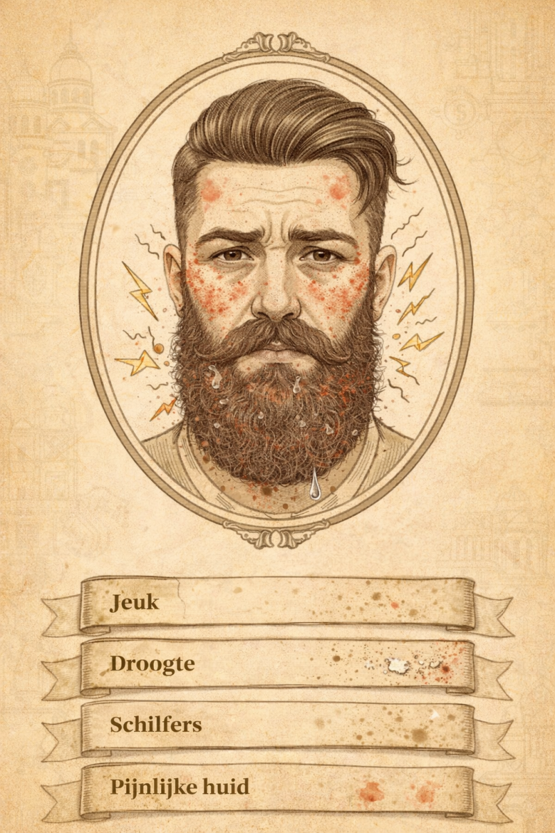 Man met baard die huid en verzorging controleert