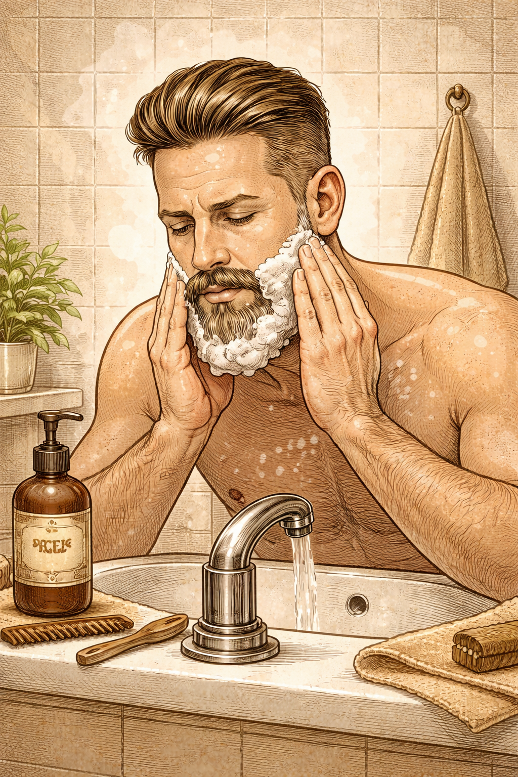 Baard reinigen met milde verzorging
