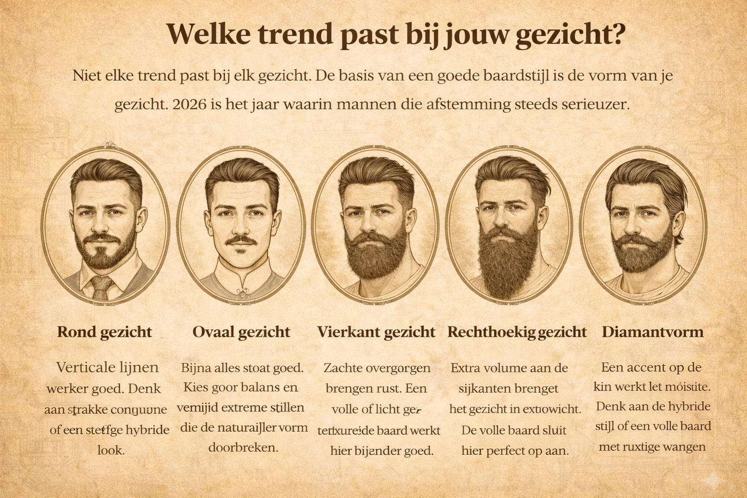 Baardstijlen afgestemd op verschillende gezichtsvormen