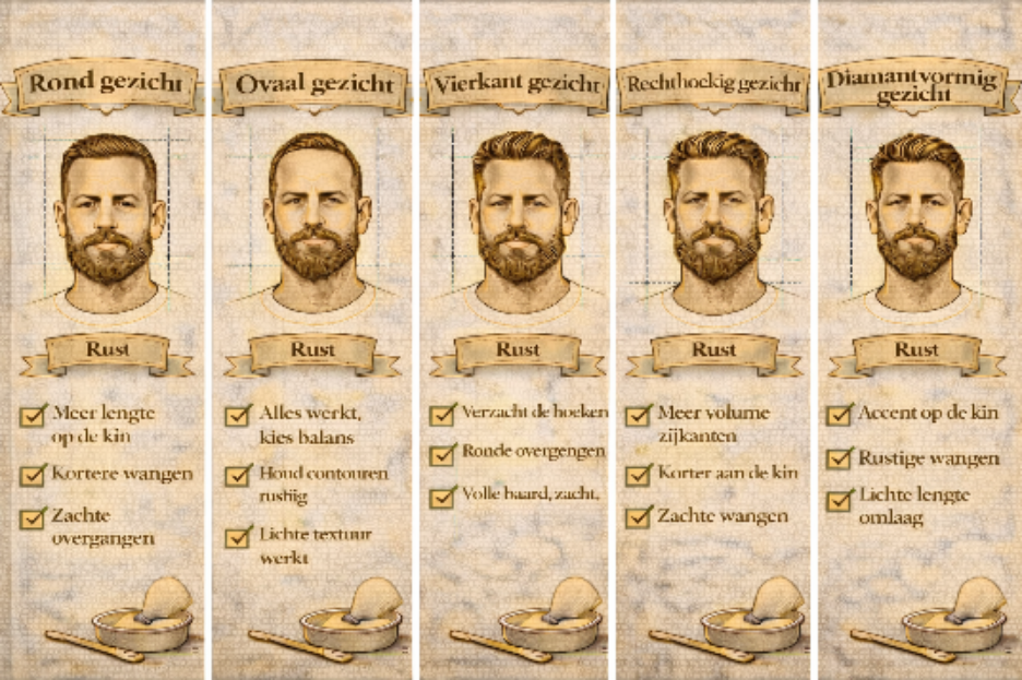 Gezichtsvormen mannen met verschillende baardstijlen