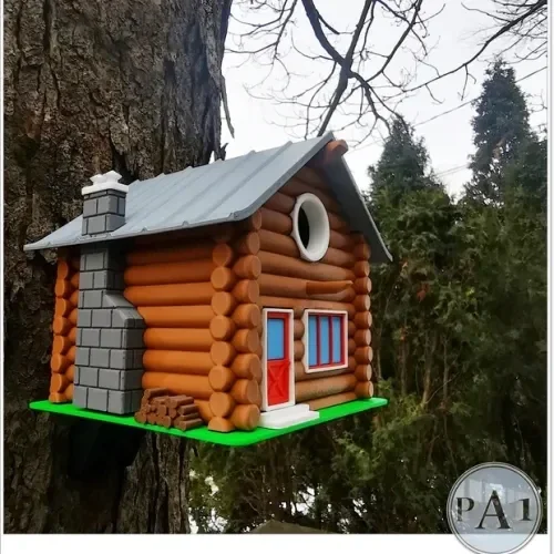🐦 Nichoir pour oiseaux – Petite maisonnette en bois rond en impression 3D