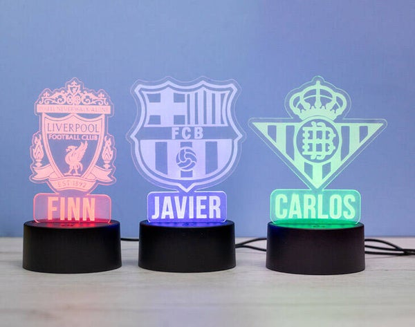 Lámpara de metacrilato "Equipos de fútbol".
