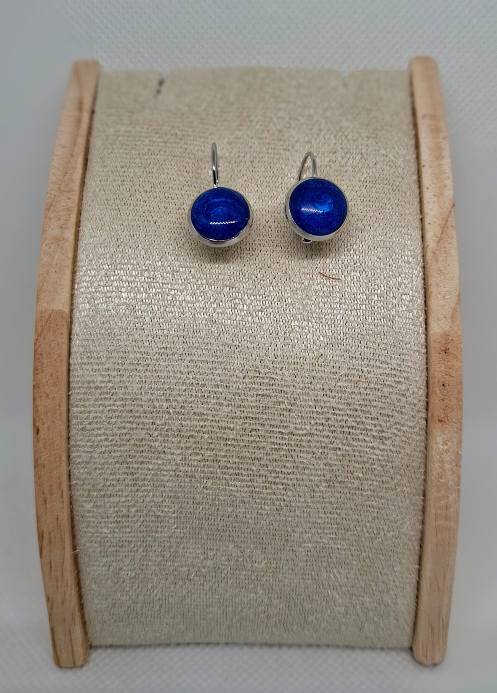 Oorbellen zilverkleurig stainless steel kleine hanger gevuld met epoxy