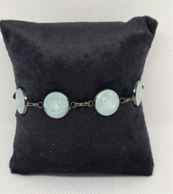 Stainless steel schakelarmband zwart