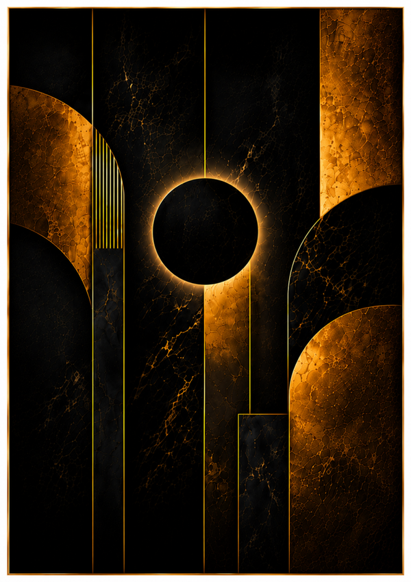 No.140.Maison Obsidian Luxury Art Print – Black and Gold Abstract Wall Art