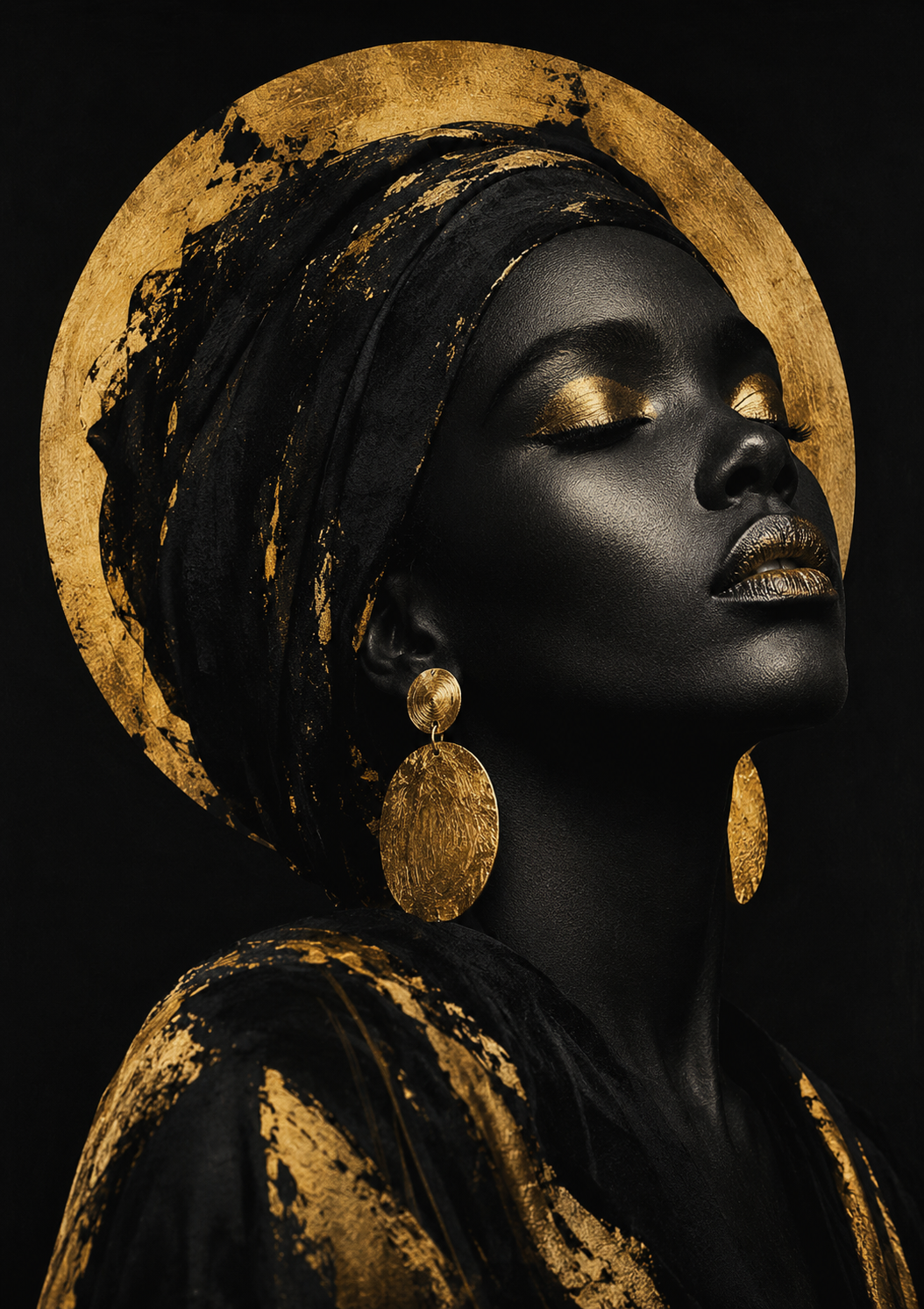 N0.144.Velvet Noir – Luxe Black & Gold Editorial Kunstprint